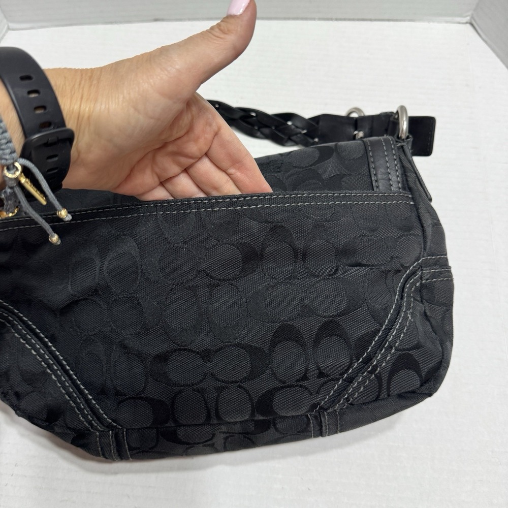 Y2K Coach Chelsea Flap Monogram Signature Canvas Turnkey Bag 11014 Boho Black - Picture 5 of 11